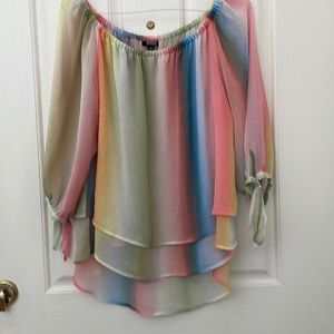 A.N.A. Soft colored on/off shoulder blouse.
